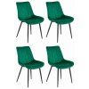 Designová tmavě zelená židle SOSA z mikroplyše s černými nohami
