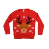 Červený dámský vánoční svetr CHRISTMAS REINDEER – roztomilý sob pro sváteční náladu