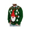 Hřejivý pánský vánoční svetr GNOME tmavě zelený s originálním designem