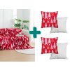 Dárková sada do obýváku CHRISTMAS TREES – červená deka a polštářky