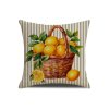 Povlak na polštář LEMON BASKET 45x45 cm, proužky a motiv citronů, zapínání na zip, svěží doplněk pro interiér i terasu.