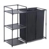 Koš na prádlo s 3 policemi HERZBERG 42x172 cm černý pro maximální úložný prostor