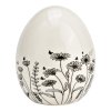 Keramické vajíčko s květinami FLORAL EGG bílé pro velikonoční dekoraci