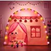 Růžový dětský stan FAIRY HOUSE – krásný design s oknem a světýlky