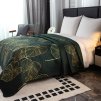Designový přehoz na postel VENECIA tmavě zelený s motivem listů