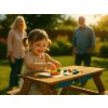 Detská záhradná lavica s hracím stolom PLAYLAND 88x88x51 cm
