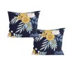 Sada 2 ks dekoračních povlaků na polštář FLOWERISH 45x45 cm tmavě modrý