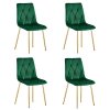 Zelená sametová židle LIBRA se zlatými nohami pro stylovou a pohodlnou jídelní sestavu