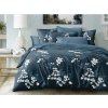 Luxusní bavlněné povlečení EIRENE – tmavě modrá s bílými květy