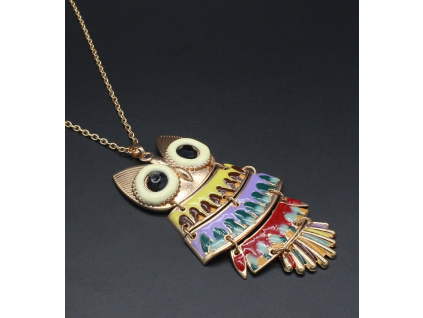 Náhrdelník skládaná Sova - barevný