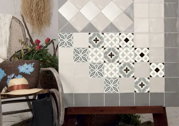 Deceram Madelaine Bianco / Grigio Perla a Cenere / Decor 2, 7,8,9,10
