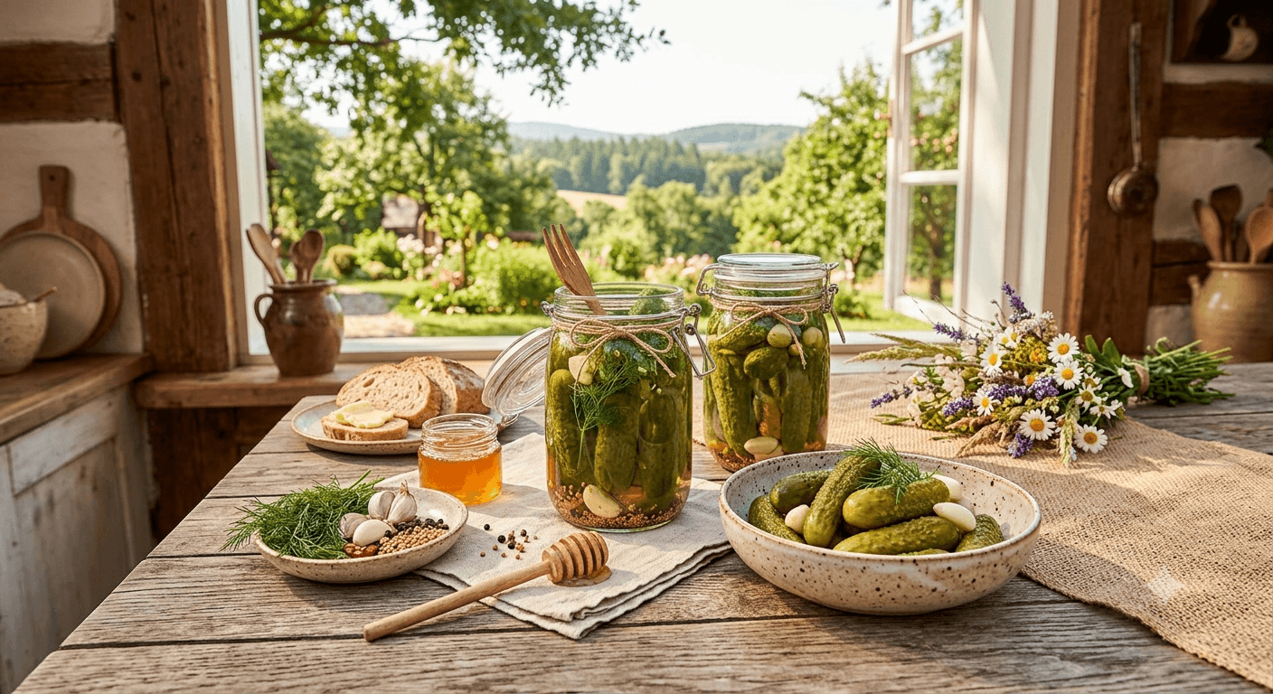Medové nakládané okurky - sladkokyselý recept s medem