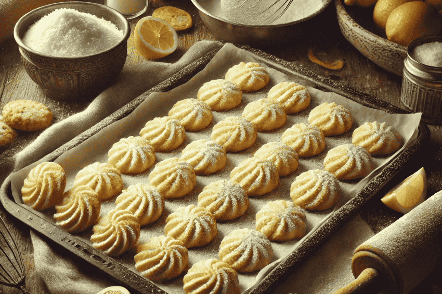 Citrónová kolečka, mandlové obloučky a řezy