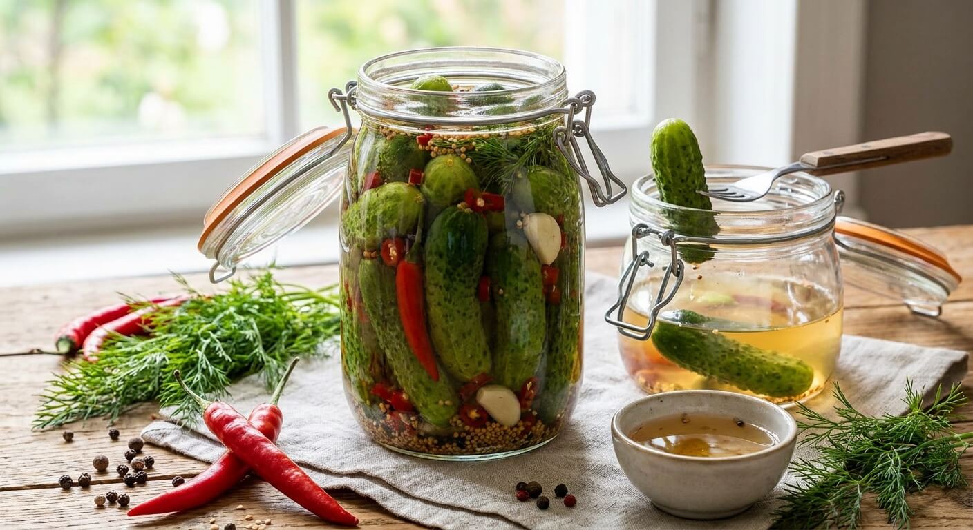 Pikantní chilli okurky ve sladkokyselém nálevu