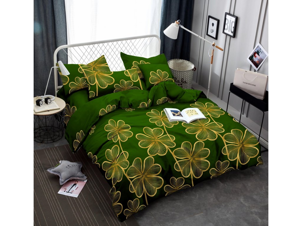 Povlečení z mikrovlákna ČTYŘLÍSTEK zelené