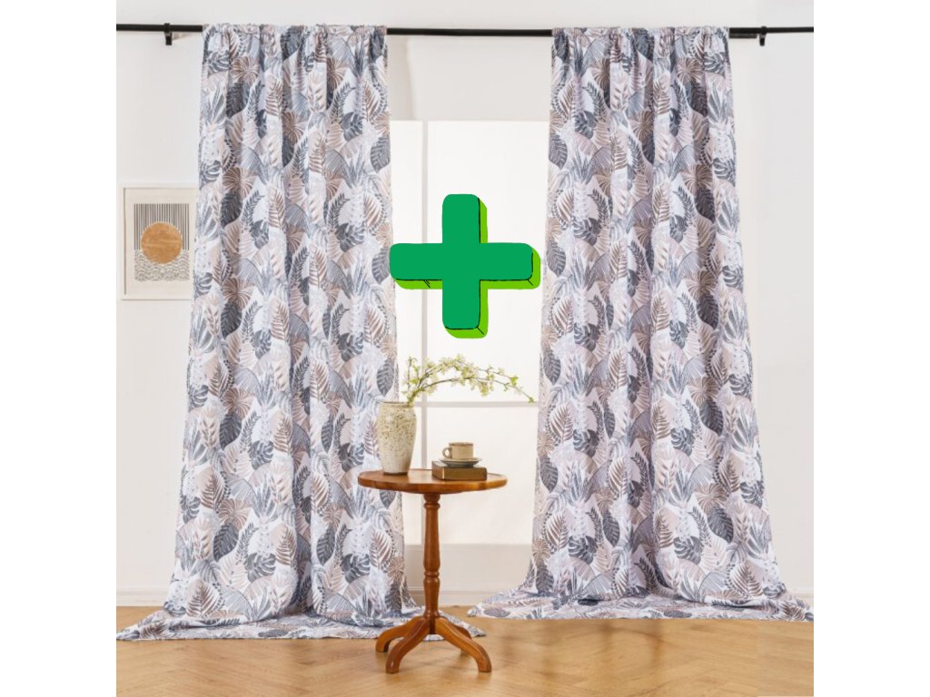 Designové závěsy ALOFA 140x270 cm - Moderní závěsy s elegantním vzorem listů, ideální pro každý styl interiéru.