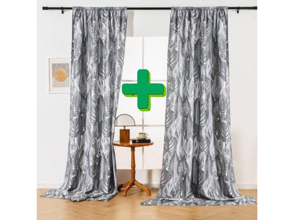 Designové závěsy PERUN 140x270 cm - Moderní závěsy s elegantním vzorem v šedé a bílé barvě, ideální pro každý stylový interiér.