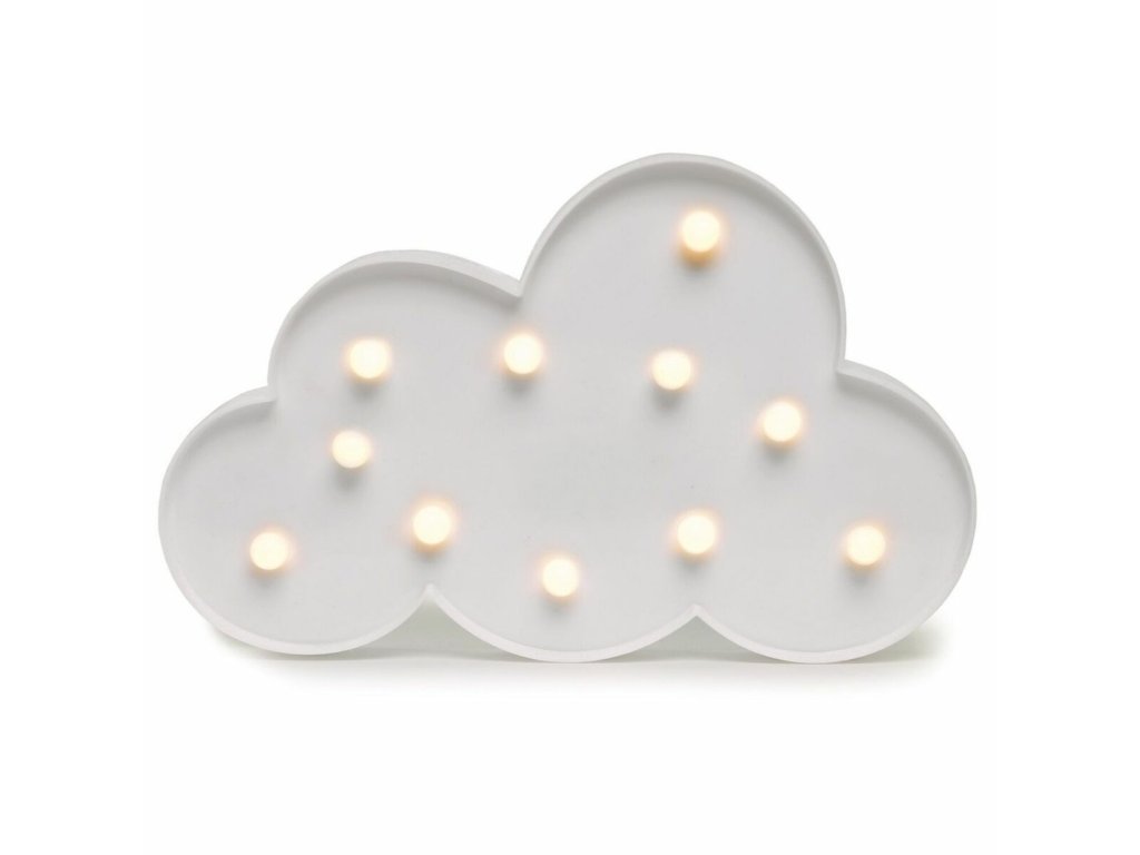 LED dětská lampička OBLÁČEK, 29 x 18,5 cm, 11 LED světýlek. Perfektní noční světlo na stůl, poličku nebo zeď, napájení na dvě AA baterie.