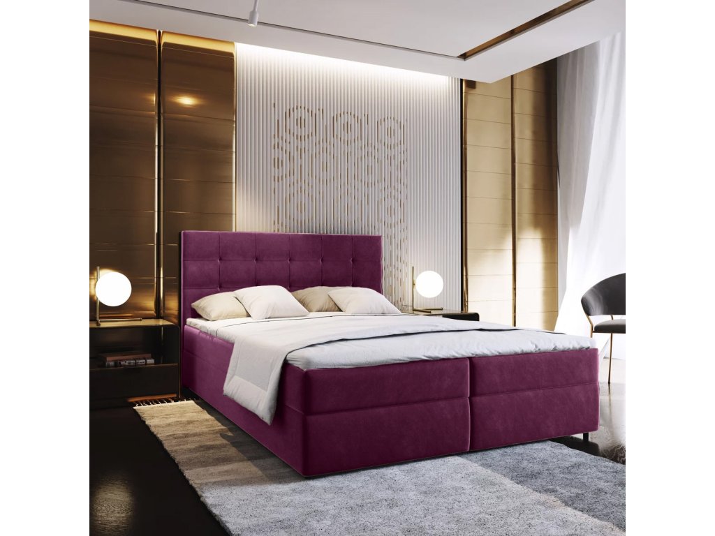 Boxspring postel GLORIEN 140x200 cm s vysokým čelem – prémiový komfort