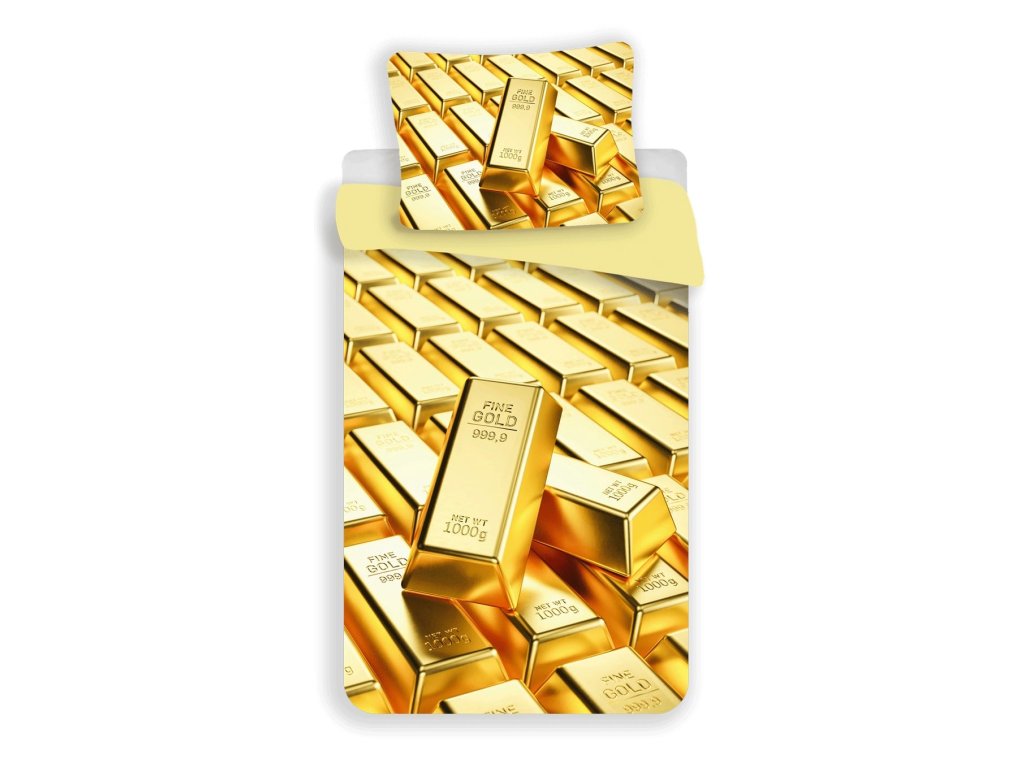 Povlečení GOLD žluté z mikrovlákna s motivem zlatých cihel