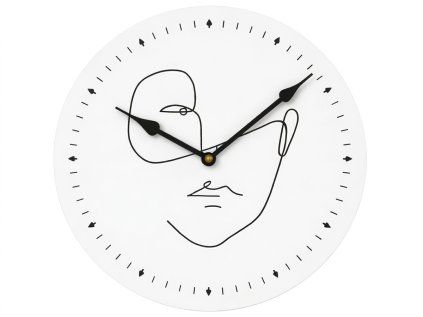Nástěnné hodiny LINE FACE 29 cm, bílé