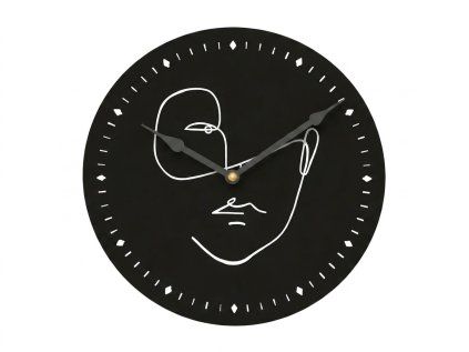 Nástěnné hodiny LINE FACE 29 cm, černé
