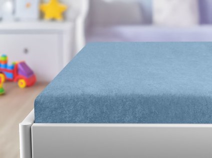 Froté prostěradlo do postýlky světle modré 70x140 cm