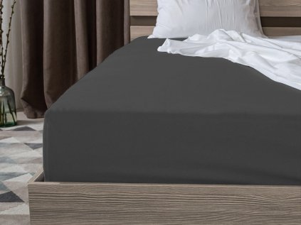 EXCLUSIVE jersey prostěradlo 90 x 200 cm tmavě šedé 100% bavlna měkké a pružné