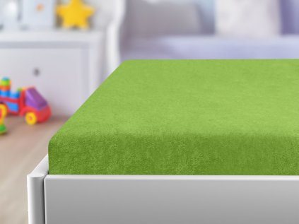 Zelené prostěradlo froté 70x140 cm pro dětskou postýlku