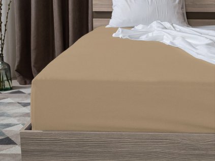 EXCLUSIVE jersey prostěradlo 90 x 200 cm béžové 100% bavlna měkké napínací