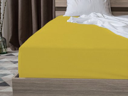 EXCLUSIVE jersey prostěradlo 90 x 200 cm žluté 100% bavlna měkké a pružné