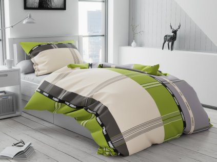 Stylové bavlněné povlečení DANIELA zelené s moderním vzorem