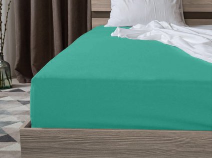 Mentolové Jersey prostěradlo 180 x 200 cm na dvoulůžko