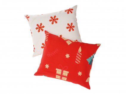 Sada 2 povlaků na polštář 40x50 cm VÁNOČNÍ SVÍČKA A STROMEČEK