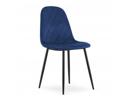 Modrá sametová židle ASTI  s černými nohami