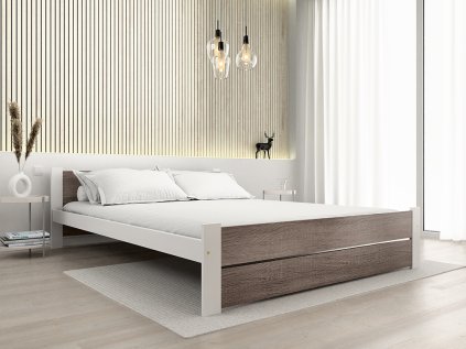 Postel IKAROS DOUBLE 140 x 200 cm bílá/dub lanýž do moderní ložnice