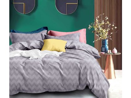 Šedé mikroflanelové povlečení DAVIS s geometrickým vzorem