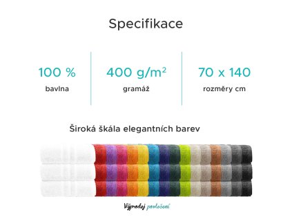 Osuška bavlněná 70 x 140 cm azurová modrá tyrkysová