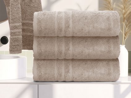 Osuška Classic béžová 70 x 140 cm s bordurou, 100% bavlna