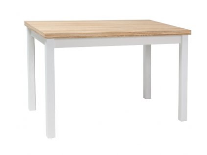 AKCE Bílý jídelní stůl s deskou v dekoru dub ADAM 100x60 II. jakost