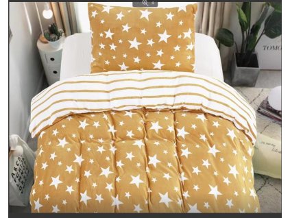 Luxusní povlečení mikroplyš HVĚZDY béžové s hřejivým efektem pro chladné noci