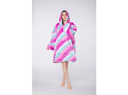 Beránková mikinová deka s rukávy a kapucí AURORA barevná