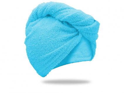 Rychleschnoucí froté turban na vlasy tyrkysový, 100% bavlna pro rychlé sušení