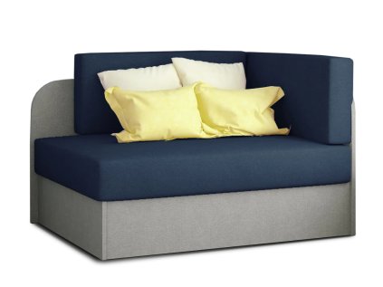 Malá rozkládací pohovka ROSA tmavě modrá/šedá s moderním designem