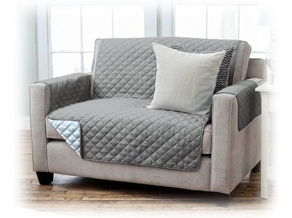 Prošívaný přehoz VIVA na 2 místnou pohovku, tmavě šedý/světle šedý