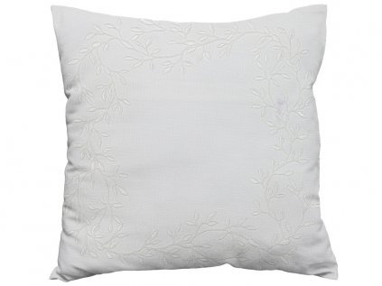 Dekorační povlak na polštář CHAPLET FLORAL 40x40 cm, bílý s květinovým vzorem