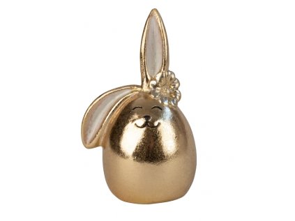 Velikonoční porcelánový králík s květinou DENNY, zlatý
