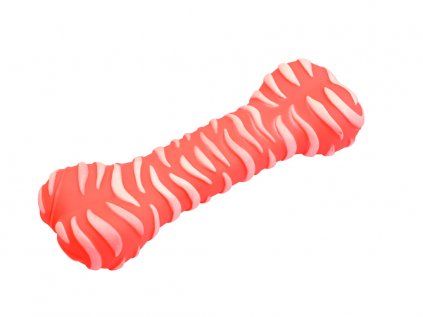 Gumová pískací hračka pro psy BONE 18 cm, růžová