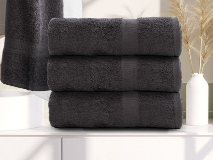 Ručník BIBAZ 50x100 cm, antracitový, 100% bavlna – měkký a savý