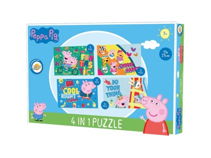 Dětské puzzle 4v1 PRASÁTKO PEPPA a kamarádi, 19x29 cm